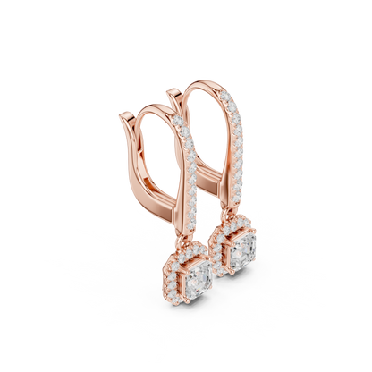 Elvienne Asscher Cut Halo Drop Earring