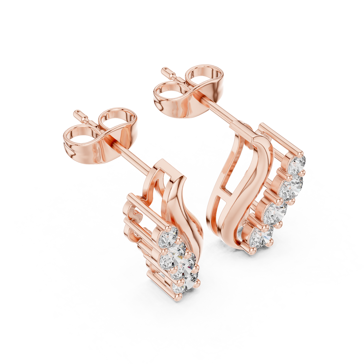 Elvessa Curved Diamond Vine Studs