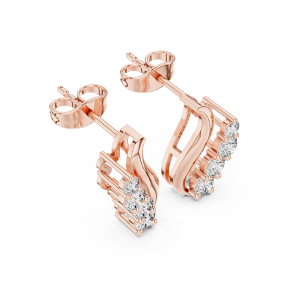 Elvessa Curved Diamond Vine Studs