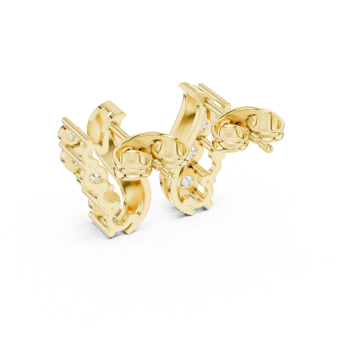 Elvessa Curved Diamond Vine Studs