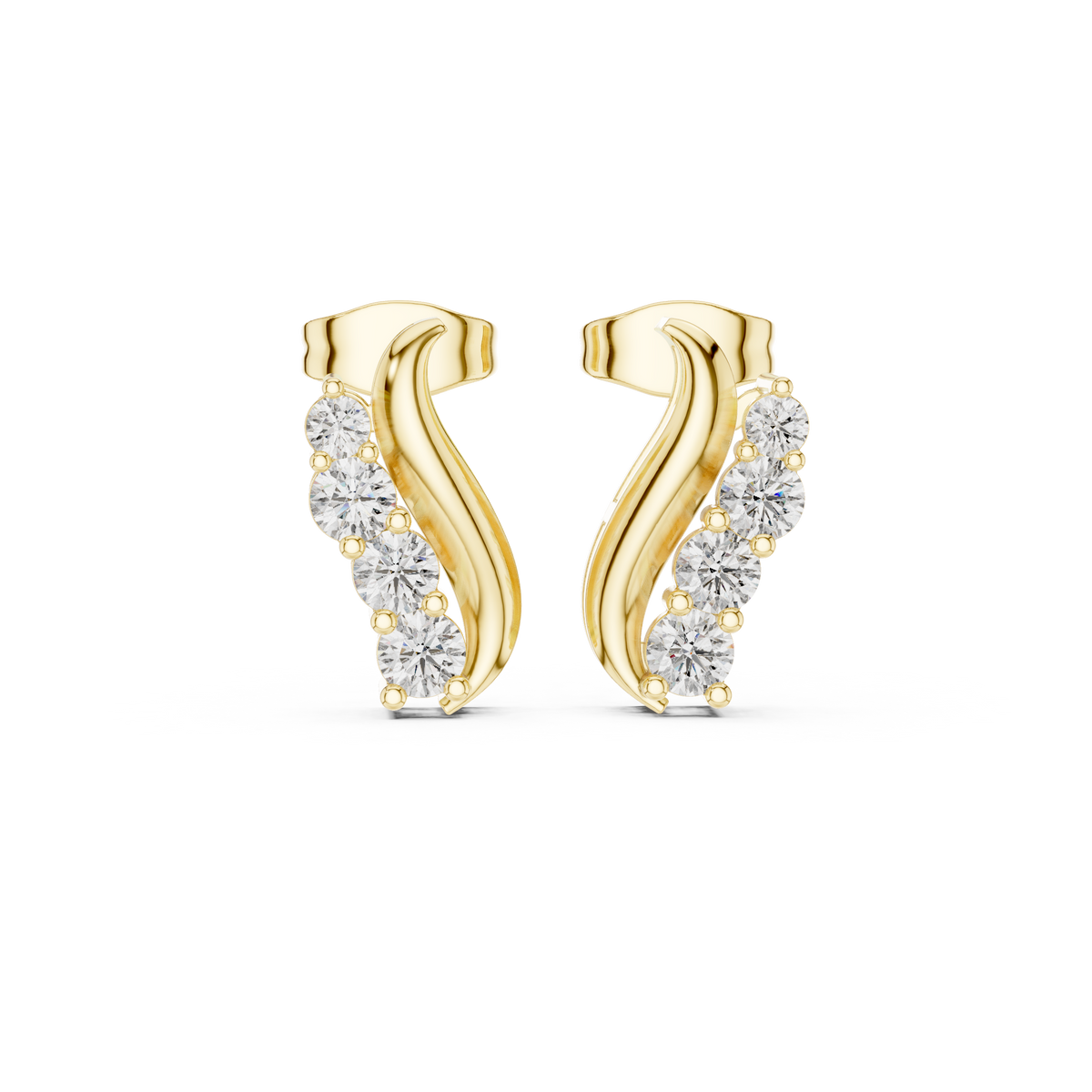 Elvessa Curved Diamond Vine Studs