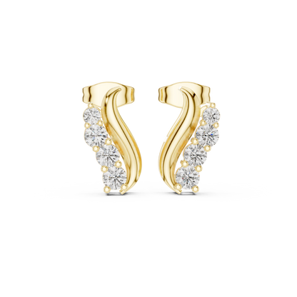 Elvessa Curved Diamond Vine Studs