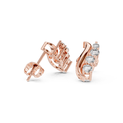 Elvessa Curved Diamond Vine Studs