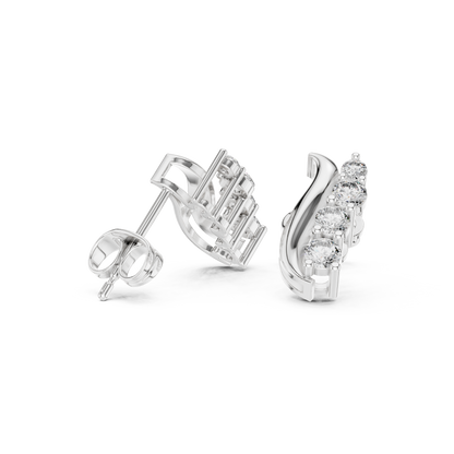 Elvessa Curved Diamond Vine Studs