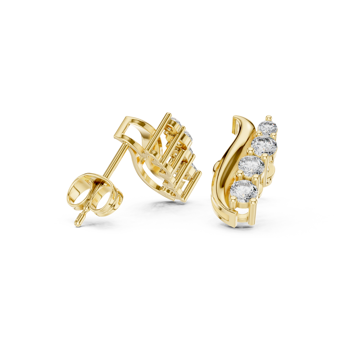 Elvessa Curved Diamond Vine Studs