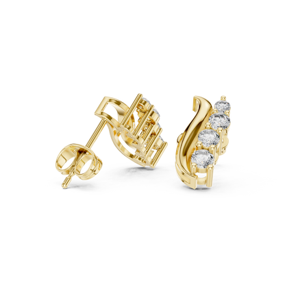 Elvessa Curved Diamond Vine Studs
