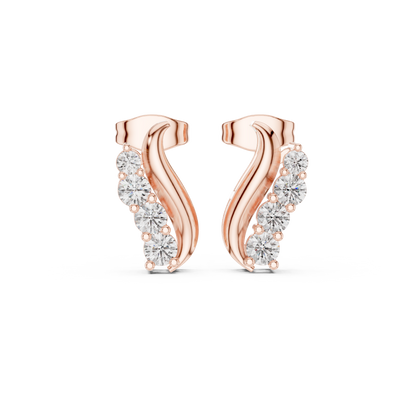 Elvessa Curved Diamond Vine Studs