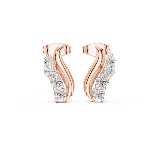 Elvessa Curved Diamond Vine Studs
