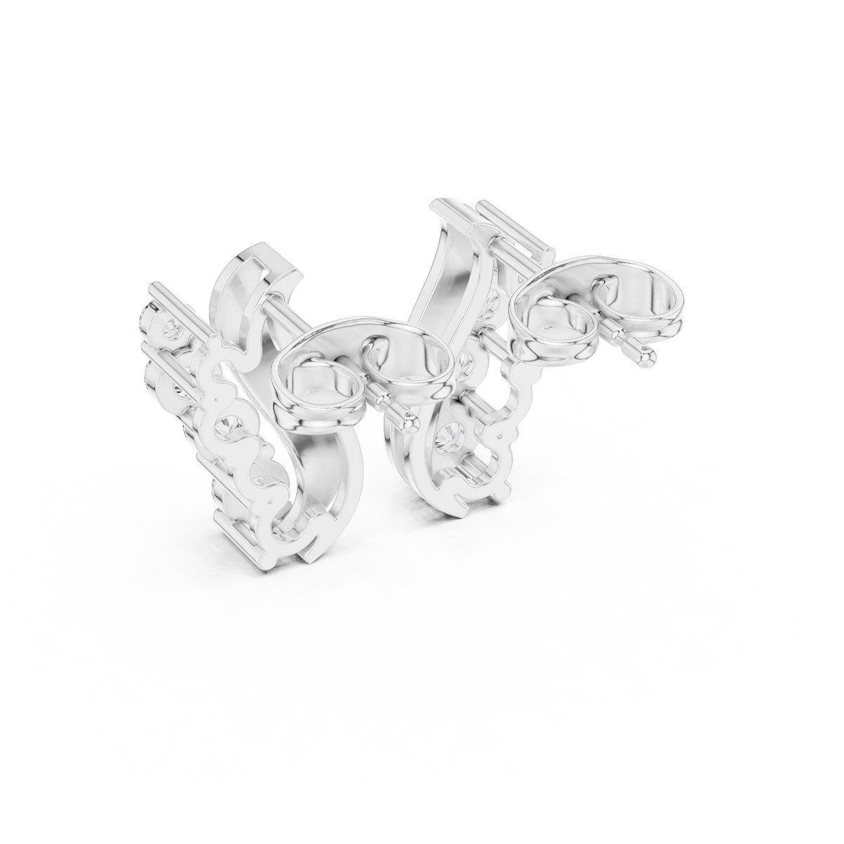 Elvessa Curved Diamond Vine Studs