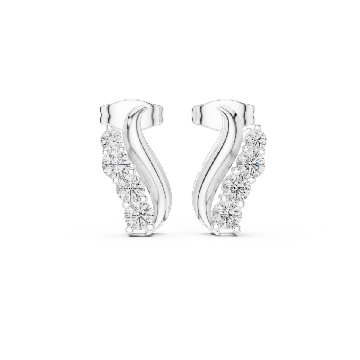 Elvessa Curved Diamond Vine Studs
