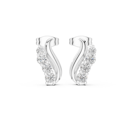 Elvessa Curved Diamond Vine Studs