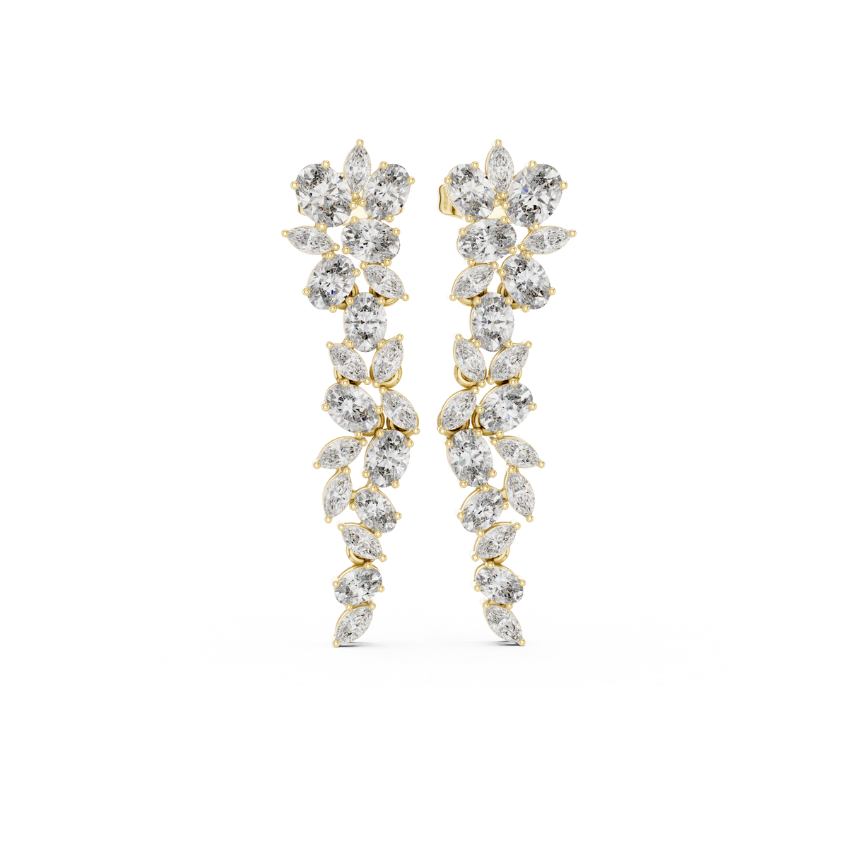 Elvarielle Floral Cascade Diamond Drop Earring