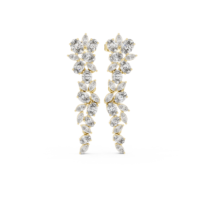 Elvarielle Floral Cascade Diamond Drop Earring