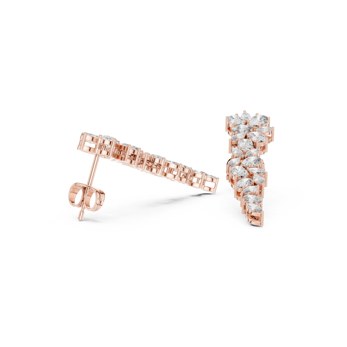 Elvarielle Floral Cascade Diamond Drop Earring