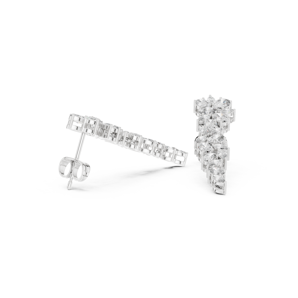Elvarielle Floral Cascade Diamond Drop Earring