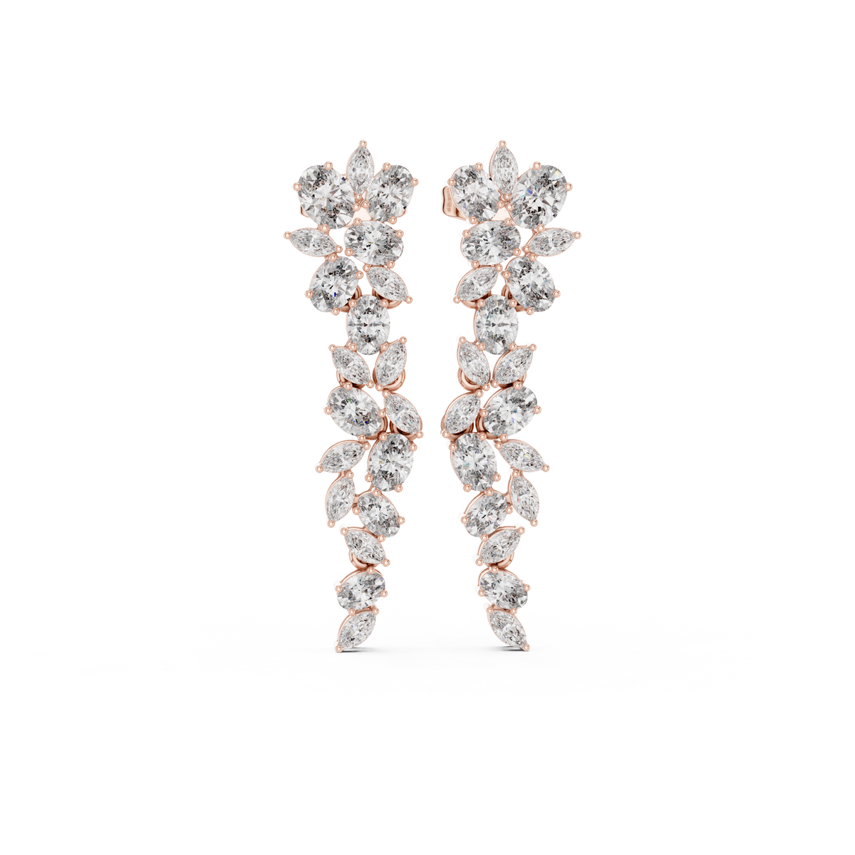Elvarielle Floral Cascade Diamond Drop Earring
