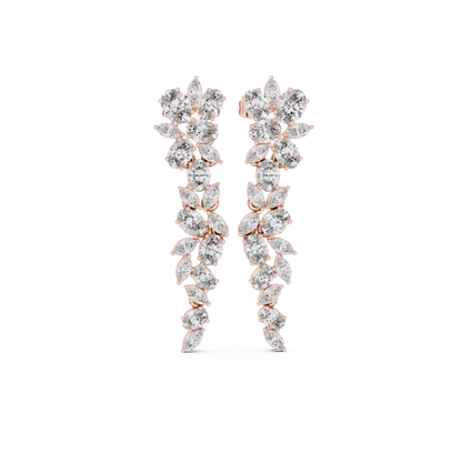 Elvarielle Floral Cascade Diamond Drop Earring