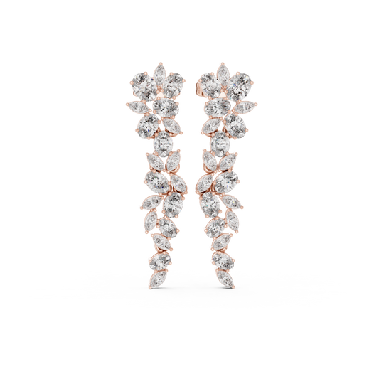 Elvarielle Floral Cascade Diamond Drop Earring
