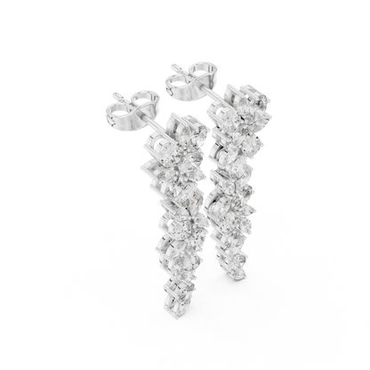 Elvarielle Floral Cascade Diamond Drop Earring