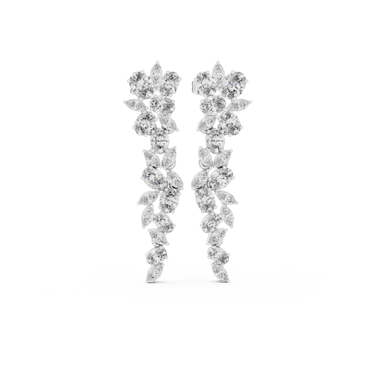 Elvarielle Floral Cascade Diamond Drop Earring