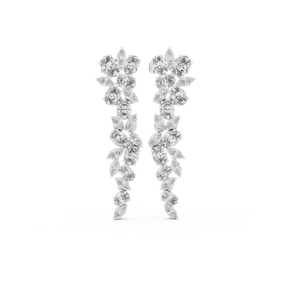 Elvarielle Floral Cascade Diamond Drop Earring