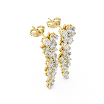 Elvarielle Floral Cascade Diamond Drop Earring