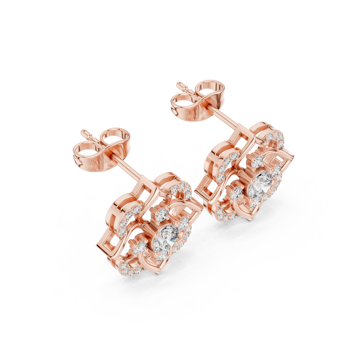 Avelyne Floral Petal Diamond Studs