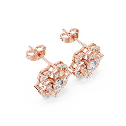 Avelyne Floral Petal Diamond Studs