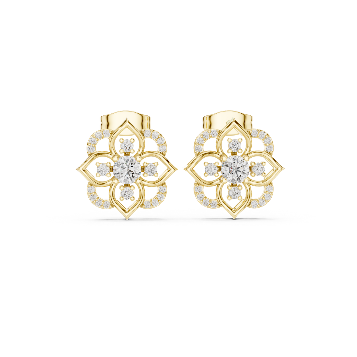 Avelyne Floral Petal Diamond Studs