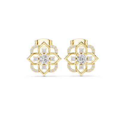 Avelyne Floral Petal Diamond Studs