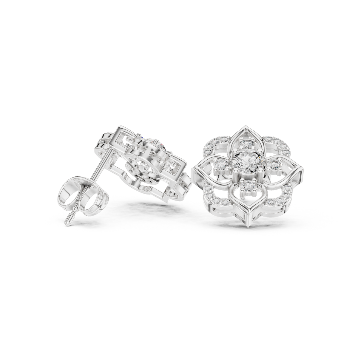 Avelyne Floral Petal Diamond Studs