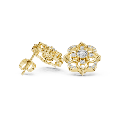 Avelyne Floral Petal Diamond Studs