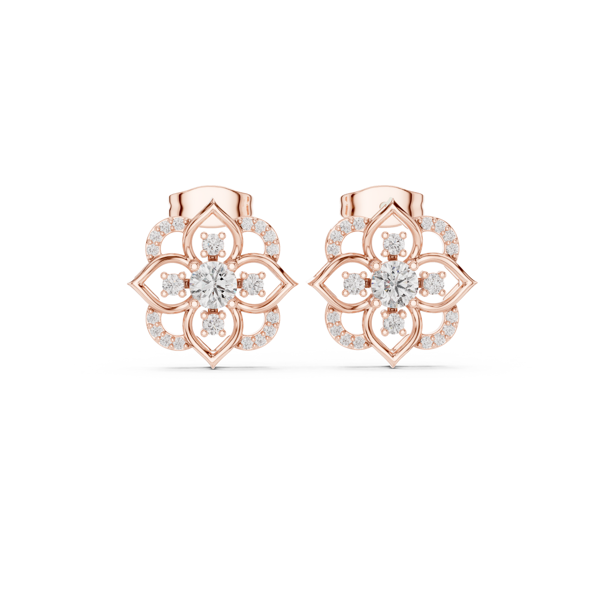 Avelyne Floral Petal Diamond Studs