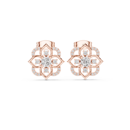 Avelyne Floral Petal Diamond Studs