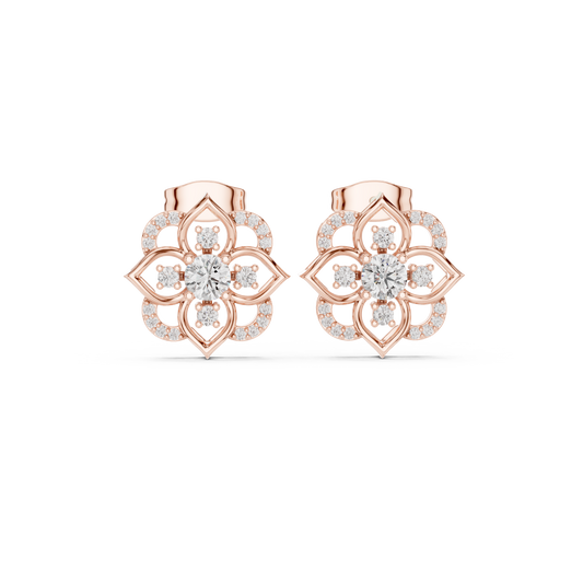 Avelyne Floral Petal Diamond Studs