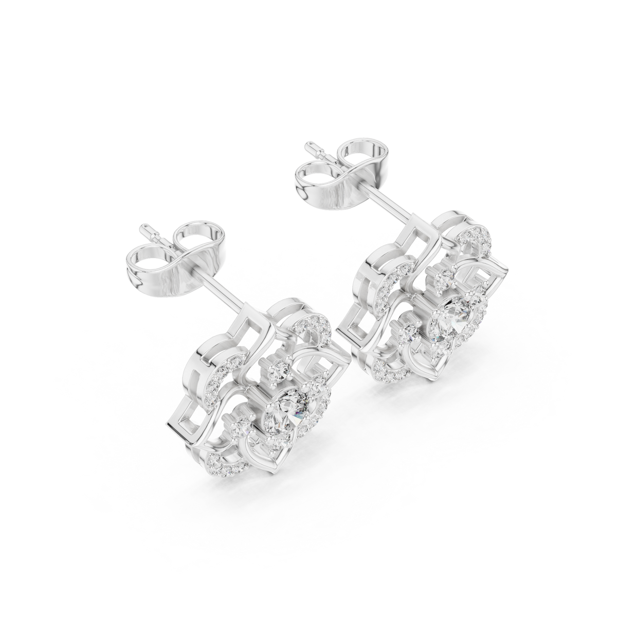 Avelyne Floral Petal Diamond Studs