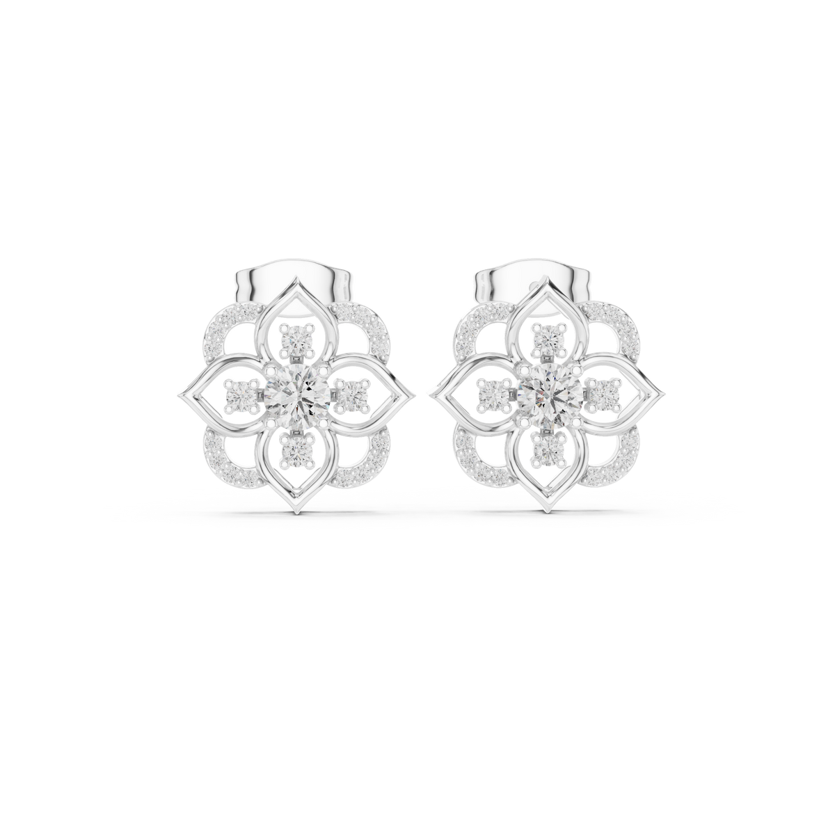 Avelyne Floral Petal Diamond Studs