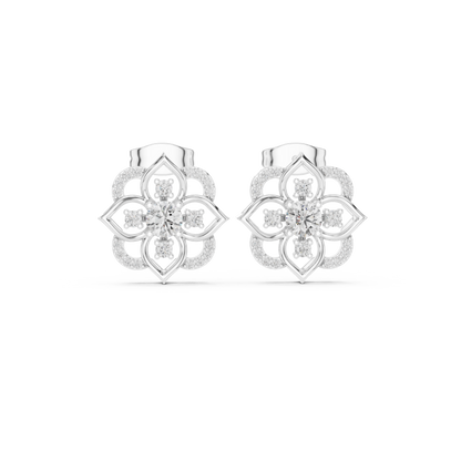 Avelyne Floral Petal Diamond Studs