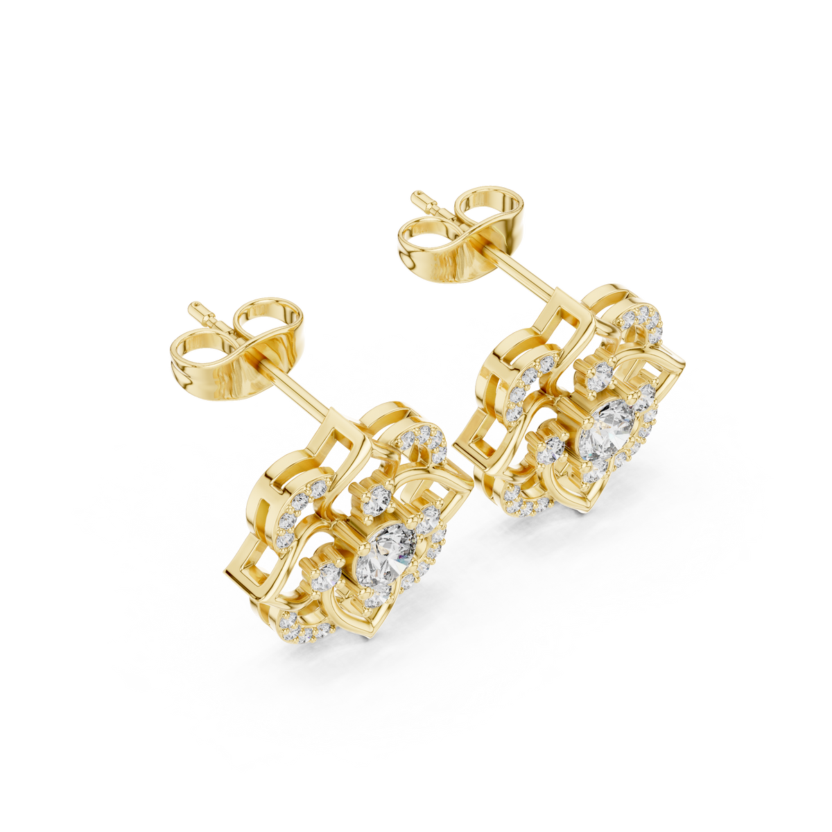 Avelyne Floral Petal Diamond Studs