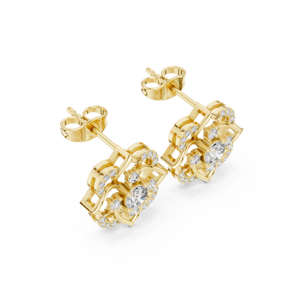 Avelyne Floral Petal Diamond Studs