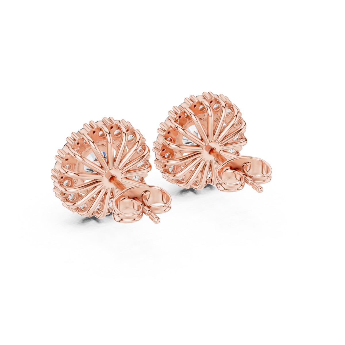 Veloria Round Floral Halo Studs