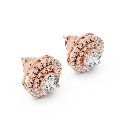 Elowen Round Double Halo Studs