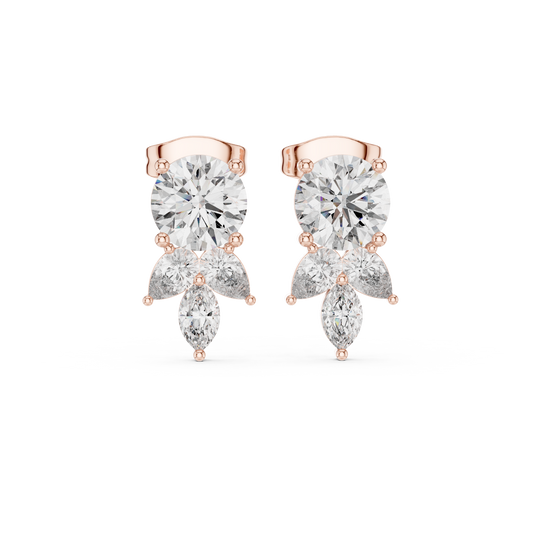 Elvanya Round Diamond Petal Studs