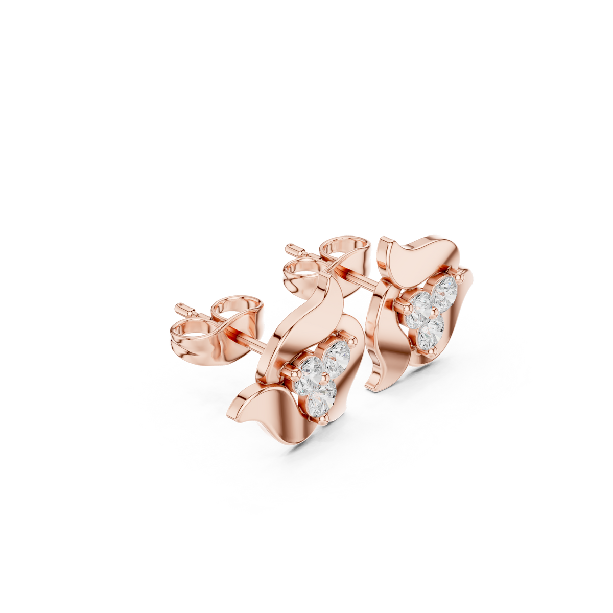 Elviera Sculpted Floral Diamond Studs