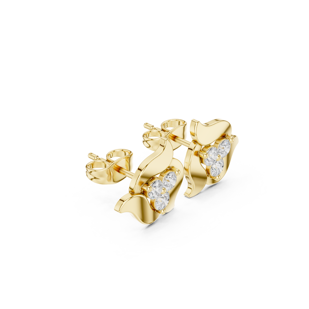 Elviera Sculpted Floral Diamond Studs