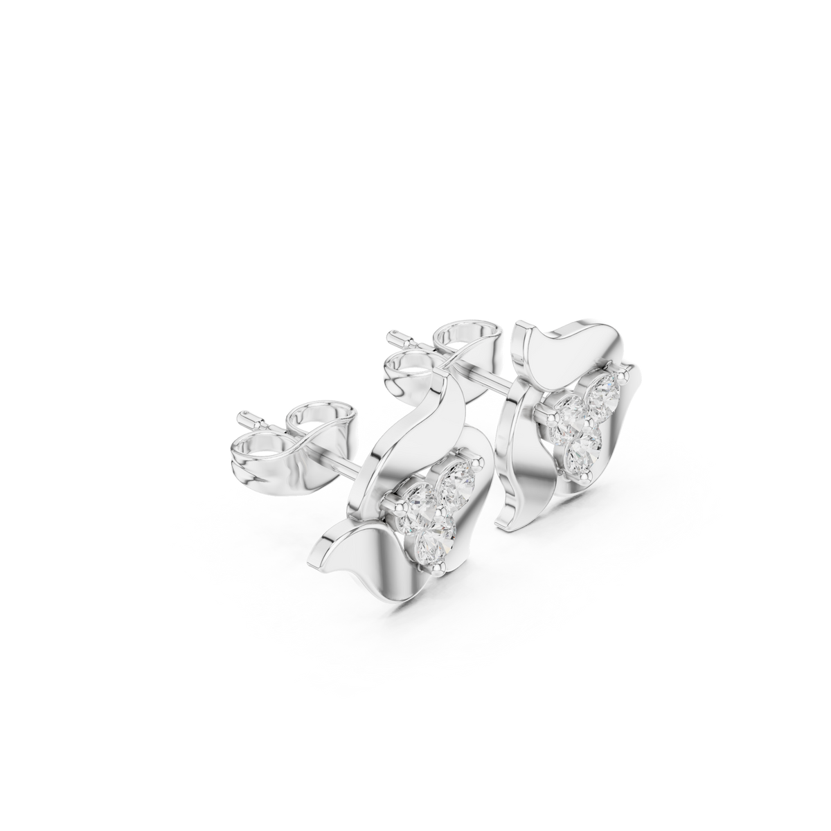 Elviera Sculpted Floral Diamond Studs