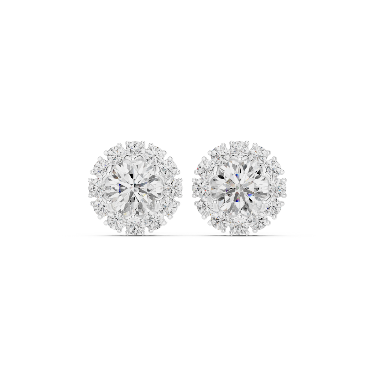 Calisse Round Diamond Petal Halo Studs