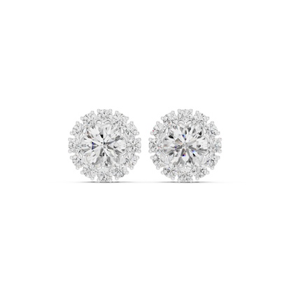 Calisse Round Diamond Petal Halo Studs