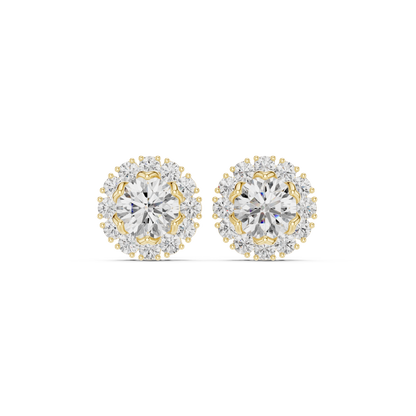 Calisse Round Diamond Petal Halo Studs