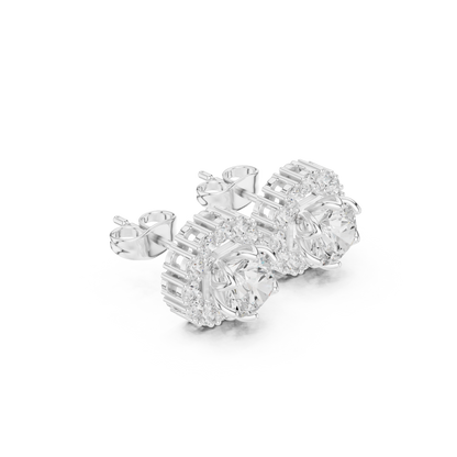 Calisse Round Diamond Petal Halo Studs